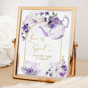 Poster Chá de panela Floral Roxo Tea Love é um Sinal Doce