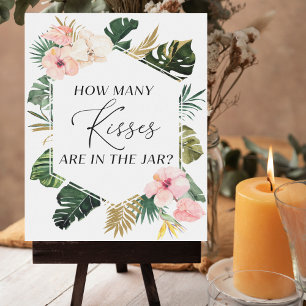 Poster Chá de panela Floral Tropical Quantos Beijos Assin