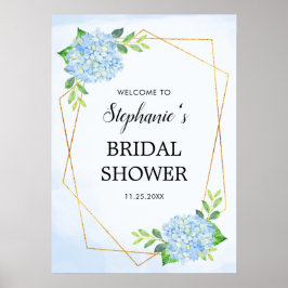 Poster Chá de panela Geométrico Blue Hydrangea