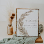 Poster Chá de panela Pampas Grass Boho Bem-vindo<br><div class="desc">Celebre a noiva a ser com este moderno e minimalista sinal de boas-vindas ao chá de panela de grama dos pampas.</div>