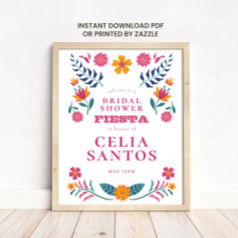 Poster Chá de Panela Rosa Amarelo Festa Mexicana Noiva