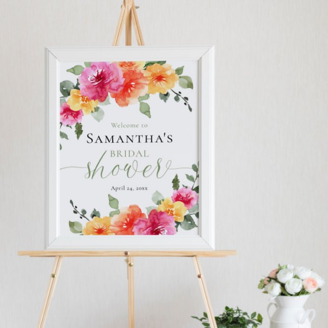 Poster Chá de panela rosa-claro cor-de-laranja bem-vindo (Criador carregado)