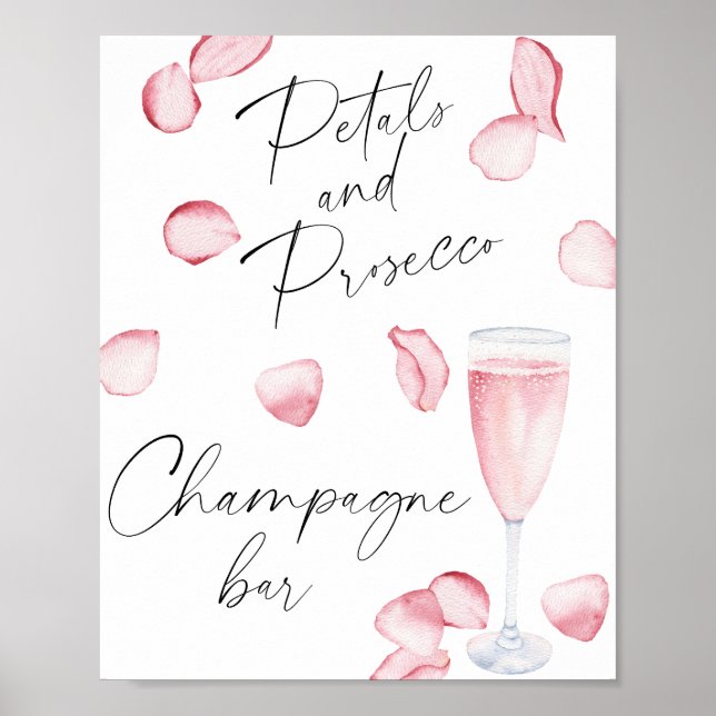 Poster chá de panela rosa prosecco - bar de champanhe (Frente)