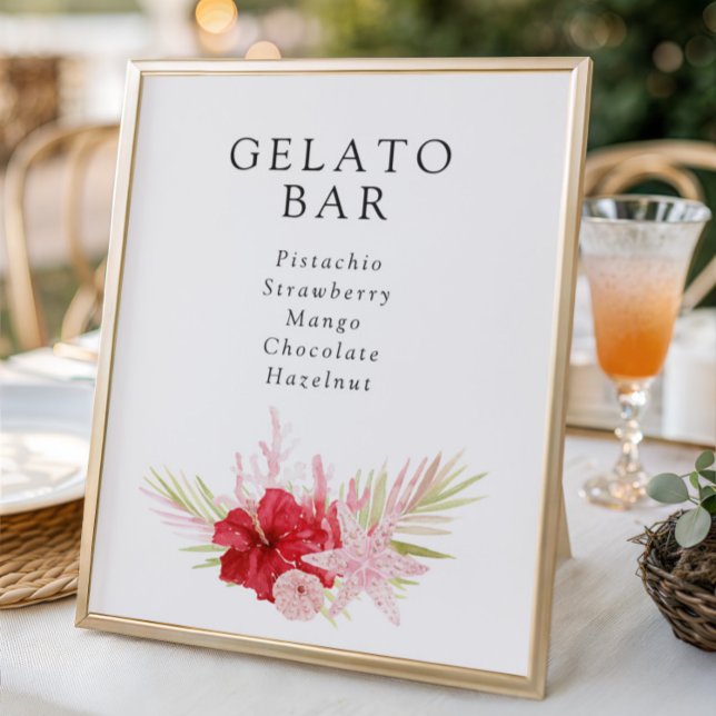 Poster Chá de panela rosa Tropical Sea Shell baixável (Criador carregado)