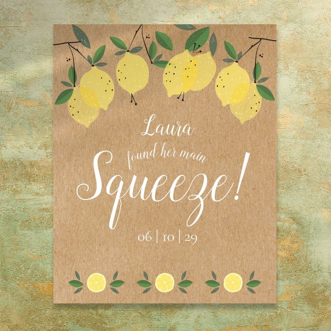Poster Chá de panela Russo de Limões de Aperto Principal (Rustic Main Squeeze Lemons Bridal Shower Poster)