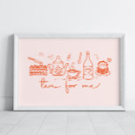 Poster Chá de rabisco para mim, cozinha do Tea Party<br><div class="desc">Decorem sua cozinha ou sala de jantar com esta poster de festa de chá fofo.</div>