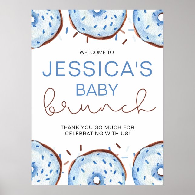 Poster Chá de travamento do bebê do Rosquinha Watercolor (Frente)