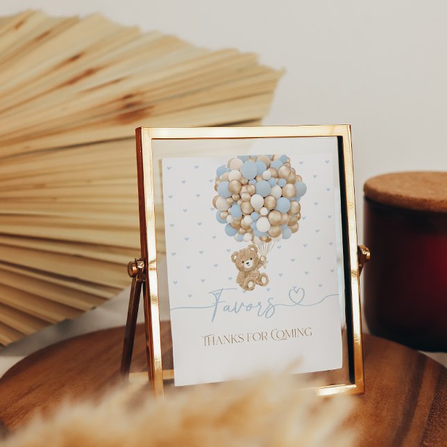 Poster Chá do Bear Blue Balloon Baby Boy (Criador carregado)