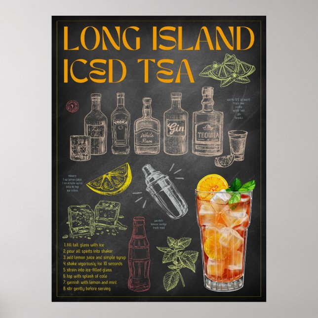 Poster Chá Forçado de Longa Ilha Recebe Cocktail Ar (Frente)