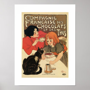 Poster Chá francês do vintage e propaganda quente do