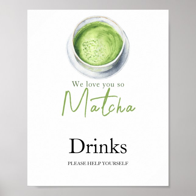 Poster Chá Matcha Baby shower - Bebidas (Frente)