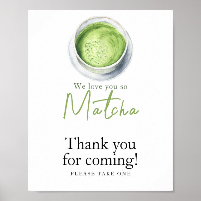 Poster Chá Matcha Baby shower - Obrigado por vir (Frente)