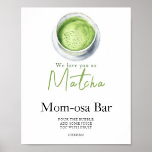 Poster Chá matcha latte baby shower Momosa bar