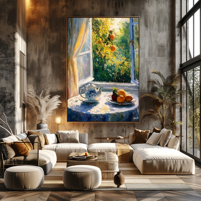 Poster Chá por Sunlit Window com Citrus - Impressionista (Criador carregado)