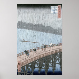 Poster Chá repentino sobre a ponte de Shin-Ohashi e