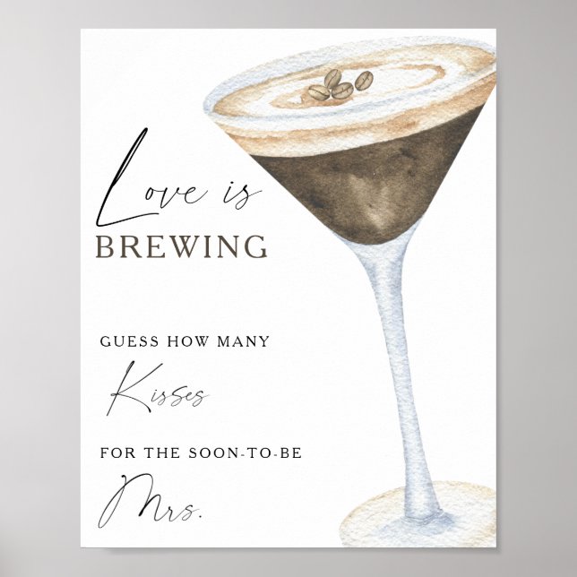 Poster Chá revelação de Espresso Martini Quantos beijos (Frente)