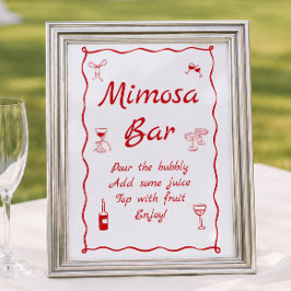 Poster Chá Revelação de Noivado com Mimosa Bar Wavy That'