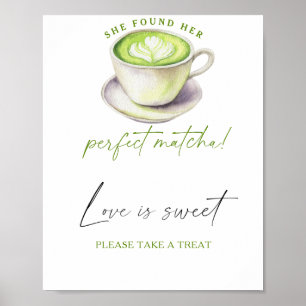Poster Chá verde festa de noivado O amor é doce aproveite