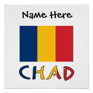 Pôster Chade Bandeira do Chade Preta Personalização