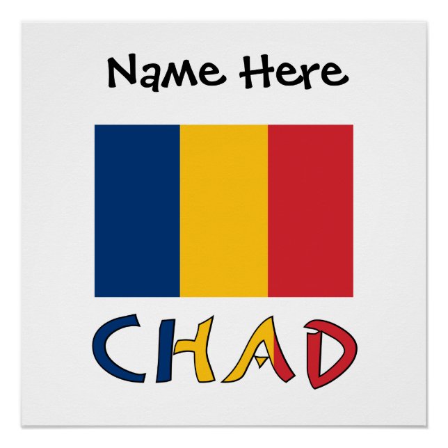 Pôster Chade Bandeira do Chade Preta Personalização (Frente)