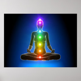 Poster chakra, sete chakras, sistema de energia, símbolos