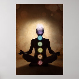 Poster chakra, sete chakras, sistema de energia, símbolos