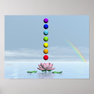 Poster Chakras e arco-íris - renderização 3D