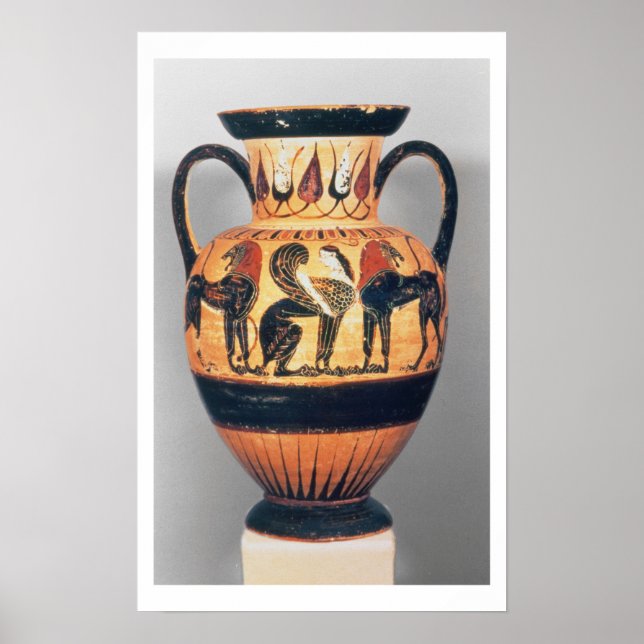 Pôster Chalcidian black figure amphora depicting a sphinx (Frente)