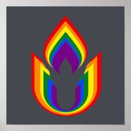 Poster Chalice flamejante da universalidade Unitária LGBT
