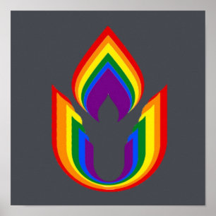 Poster Chalice flamejante da universalidade Unitária LGBT