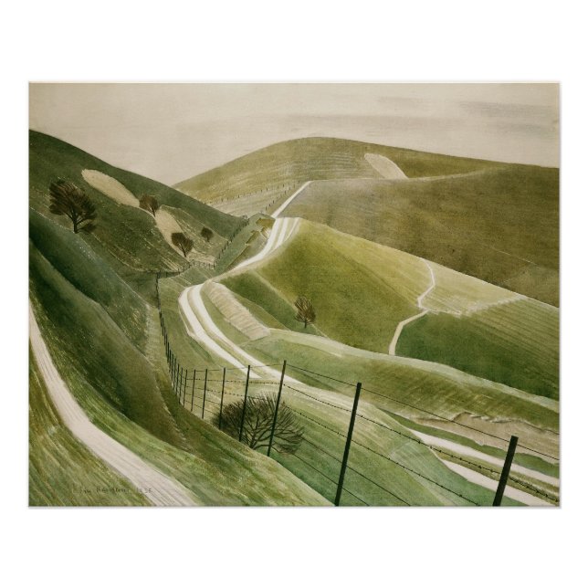 Pôster Chalk Paths Por Eric Ravilious, 1935 (Frente)