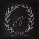 Poster Chalkboard Art - Joy Wreath<br><div class="desc">A modern way to decorate this season. A hand-drawn wreath is perfectly complimented by a simply scripted "Joy".  Beautiful when framed with a rustic barnwood or dark brown frame.</div>