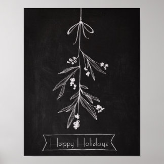 Pôster Chalkboard Art - Mistletoe