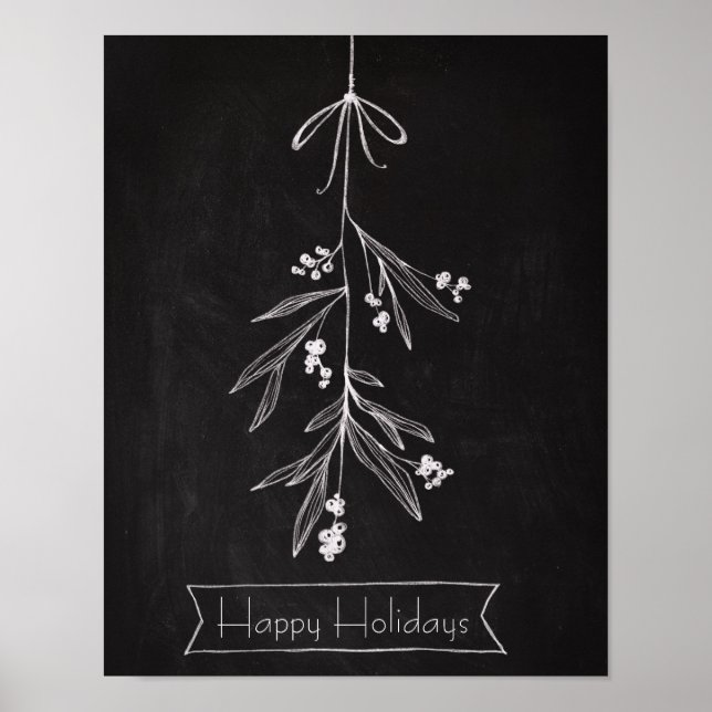 Pôster Chalkboard Art - Mistletoe (Frente)