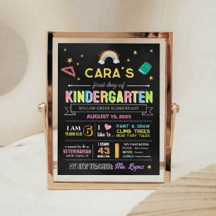 Poster Chalkboard de volta à escola - Sinal do primeiro d