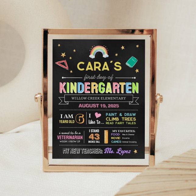 Poster Chalkboard de volta à escola - Sinal do primeiro d (Back to School Chalkboard First Day Sign)