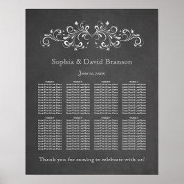 Pôster Chalkboard Flourish e Swirl Seating Chart