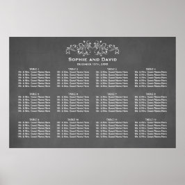 Pôster Chalkboard Flourish e Swirl Seating Chart