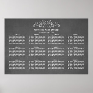 Pôster Chalkboard Flourish e Swirl Seating Chart