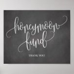 Poster Chalkboard Honeymoon Fund - Sinal de Casamento<br><div class="desc">Este vintage chalk honeymoon é perfeito para colocar perto da sua caixa de lua de mel ou jarro para pedir dinheiro para casamento educadamente!</div>