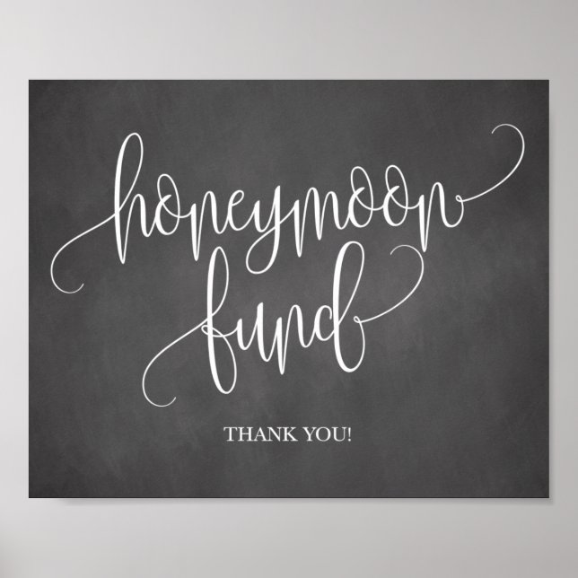 Poster Chalkboard Honeymoon Fund - Sinal de Casamento (Frente)