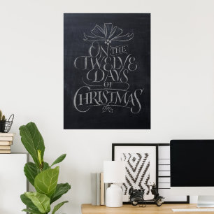 Poster Chalkboard Lettering '12 Days of Christmas' Modern