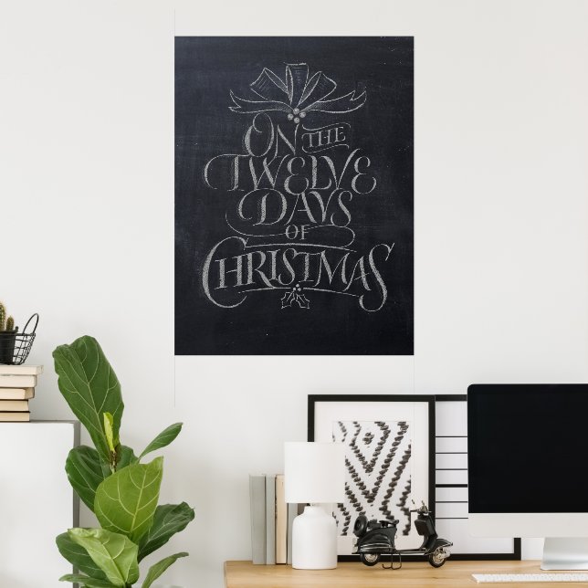 Poster Chalkboard Lettering '12 Days of Christmas' Modern (Escritório em casa)