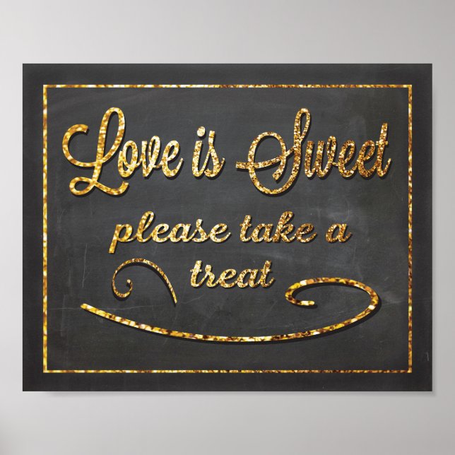 Poster Chalkboard Love é doce Favor Sinal de Casamento (Frente)