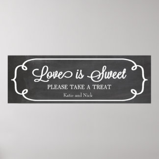 Pôster Chalkboard Love is Sweet Sign