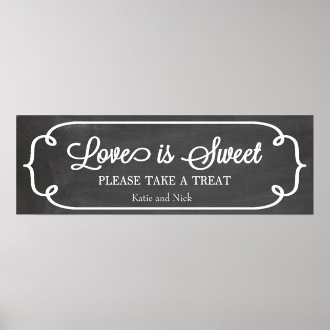 Pôster Chalkboard Love is Sweet Sign (Frente)