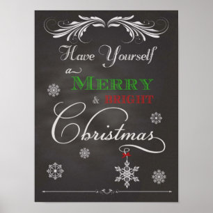 Pôster Chalkboard: Tenha uma Feliz e um Natal brilhante