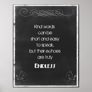 Pôster Chalkboard Typography Quote on Using Kind Words