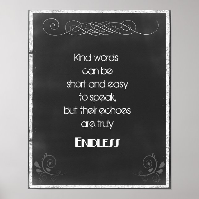 Pôster Chalkboard Typography Quote on Using Kind Words (Frente)