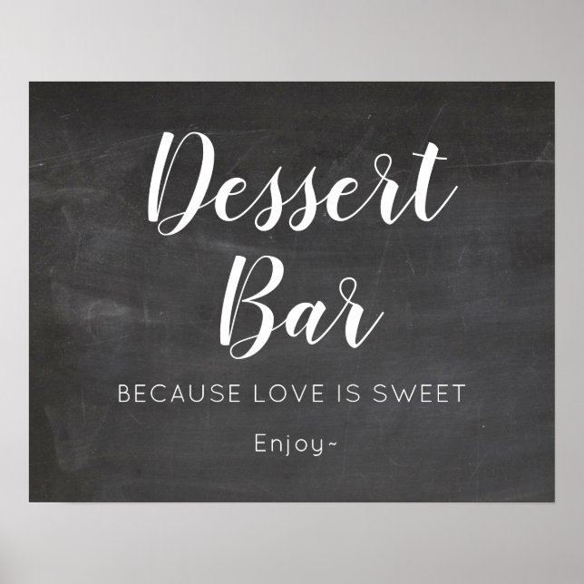 Poster Chalkboard Wedding Dessert Sinal de Bar (Frente)